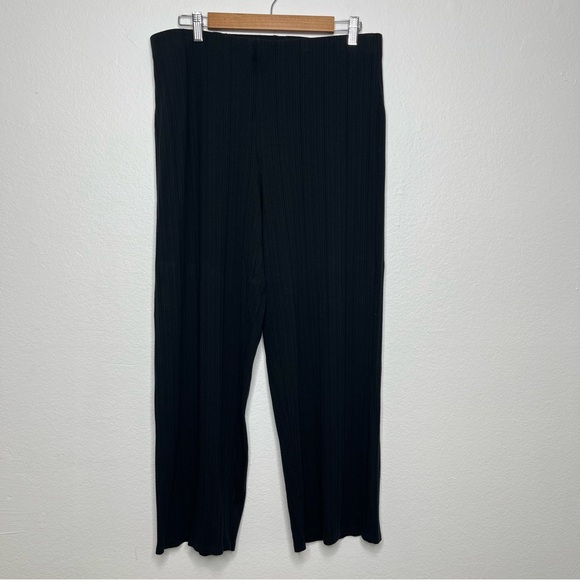 Eileen Fisher Women's Tencel Blend Textured Rib Wide Leg Crop Pant Black Large - Picture 2 of 7